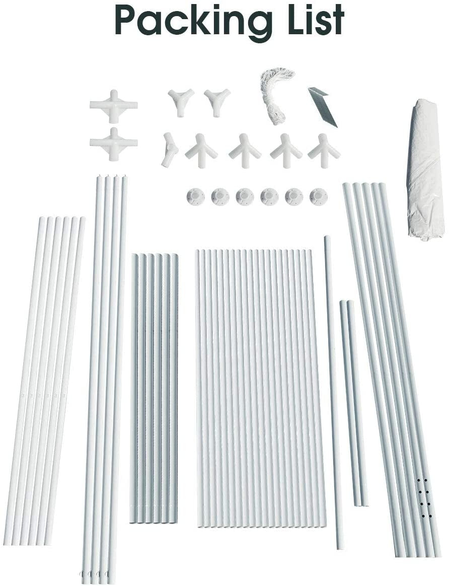 Packing list for 10 x 20 Feet Waterproof Canopy Tent with Tent Peg and Wind Rope, includes poles, connectors, and accessories.