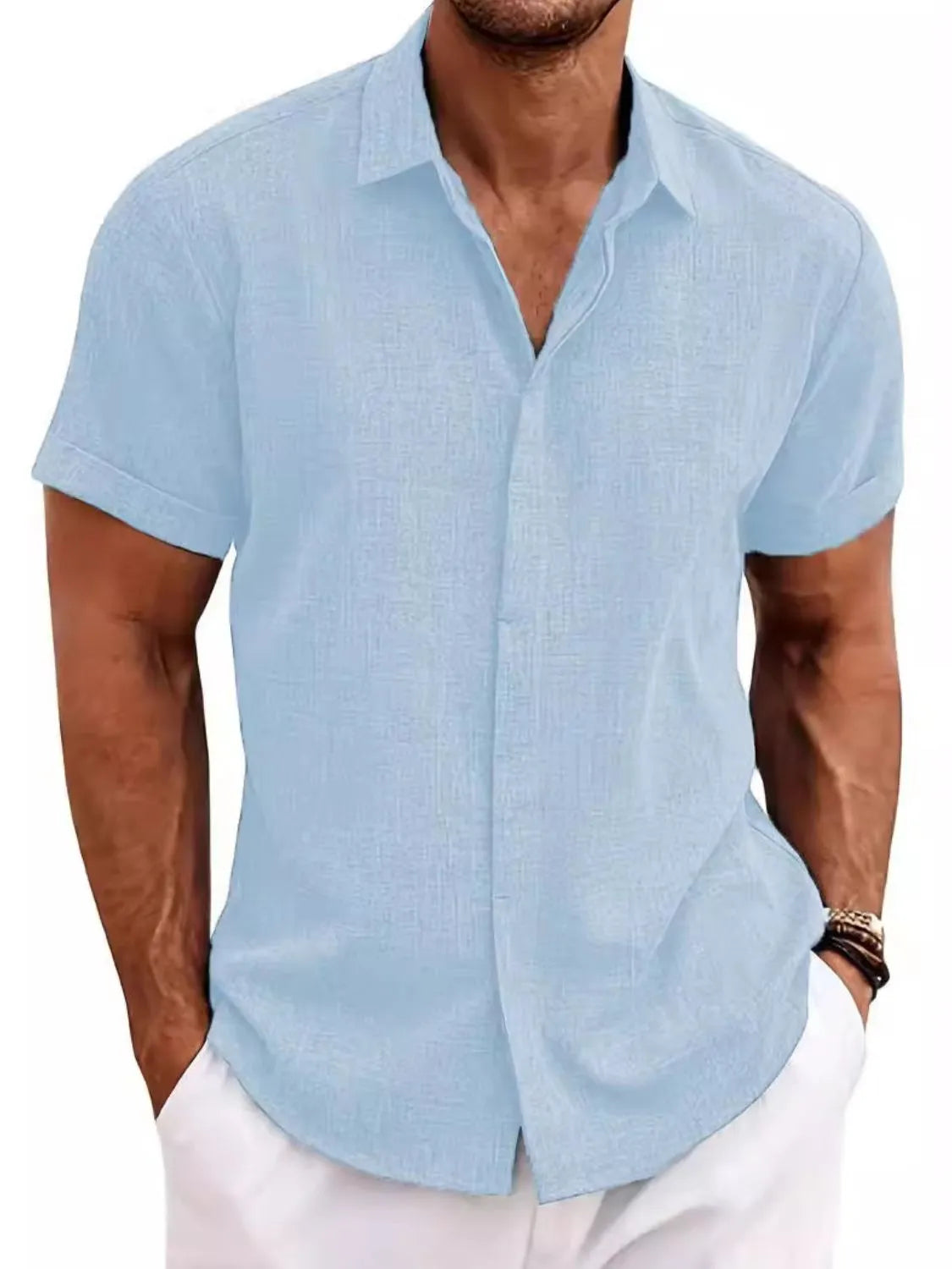 Collared Neck Short Sleeve Shirt Plus Size
