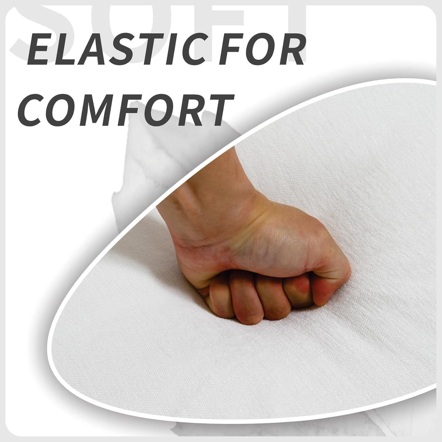 Demonstrating elastic comfort of the 39 Inch Oversized Chenille Upholstered Accent Chair with a hand pressing the soft fabric.