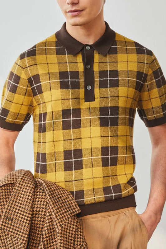 Plaid Short Sleeve Polo