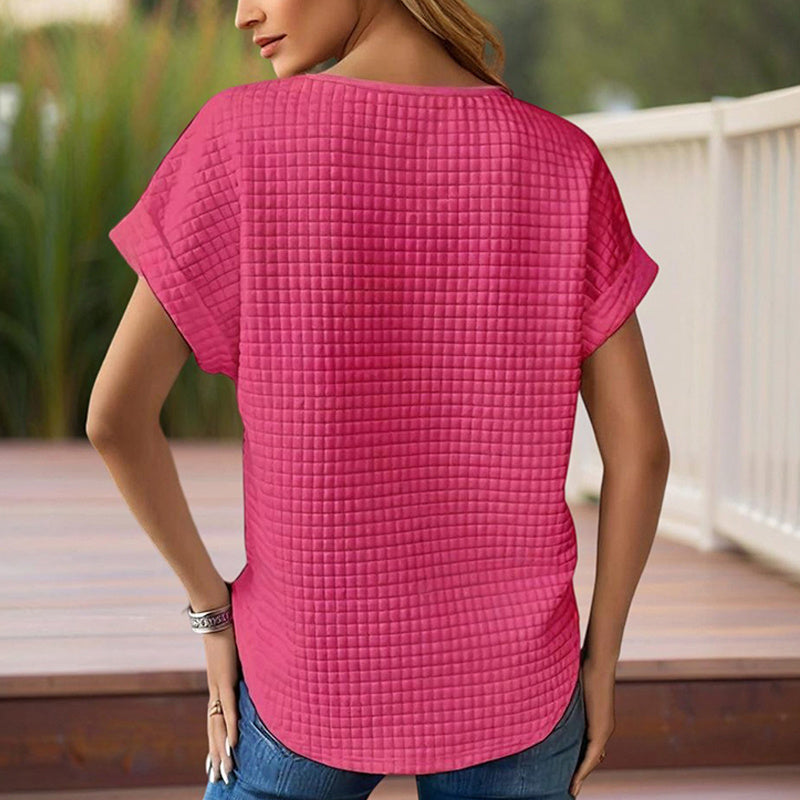 Women’s Textured Cuff Short‑Sleeve Tee