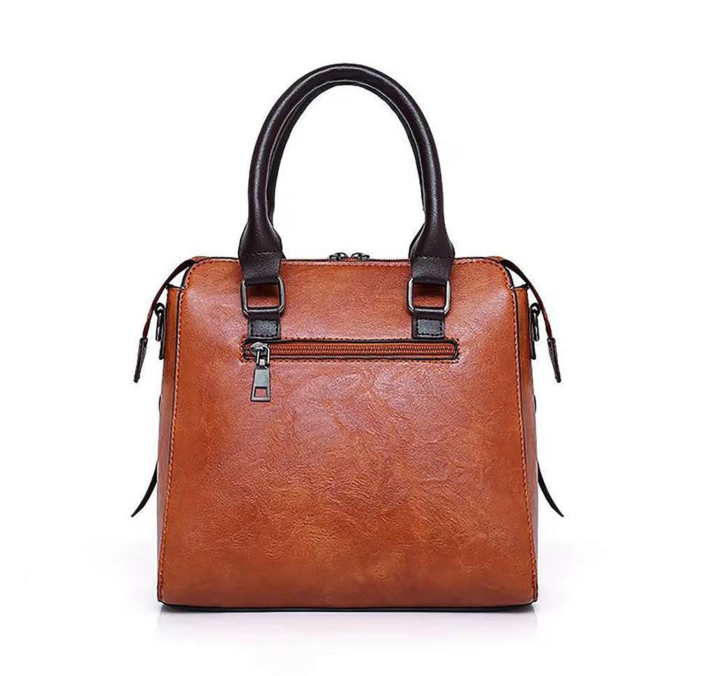 Vintage Leather 4-Piece Messenger Bag Set | Luxury Leather Tote, Clutch & Wallet Set in premium brown leather texture