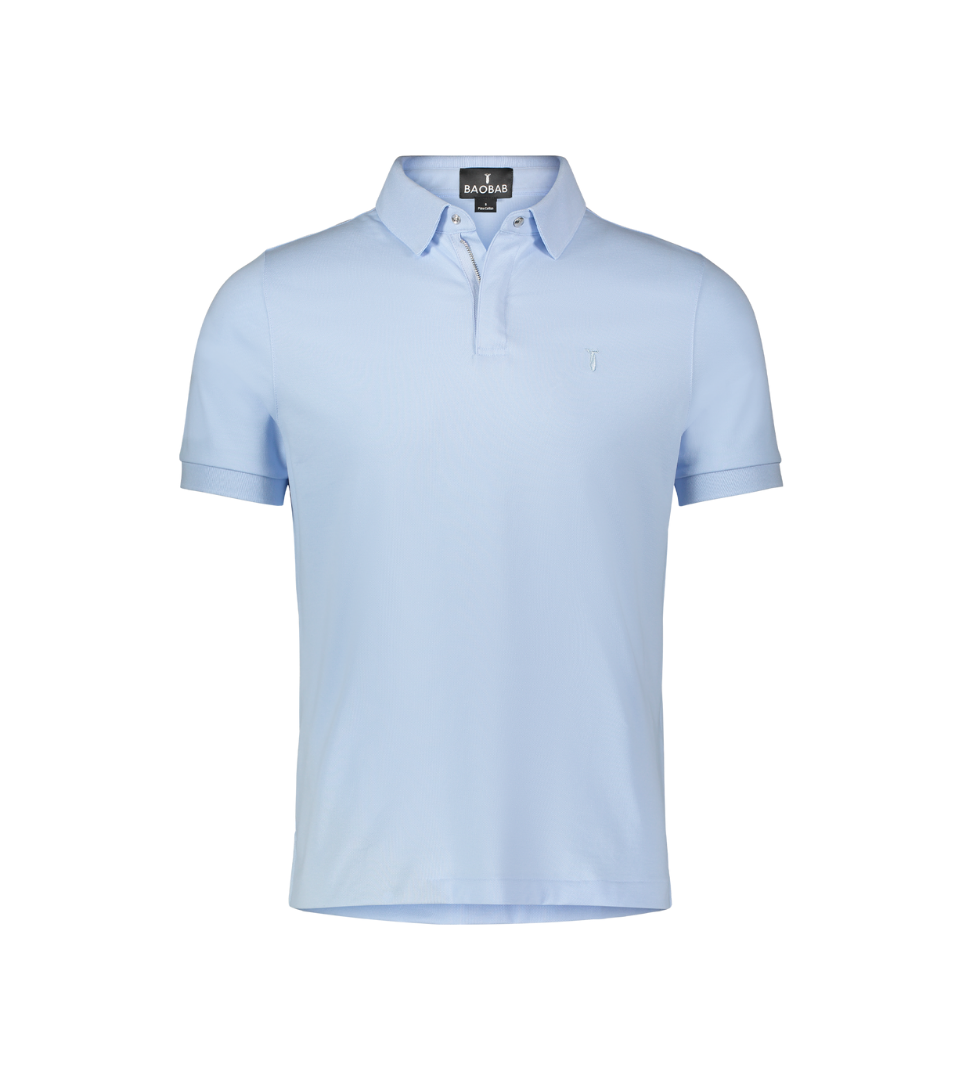 Light blue Short Sleeve Perfect Polo with StaySharp™ Collar and tailored fit detailing.
