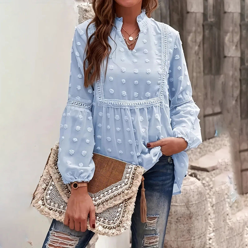 Women’s Long‑Sleeve V‑Neck Business Casual Blouse