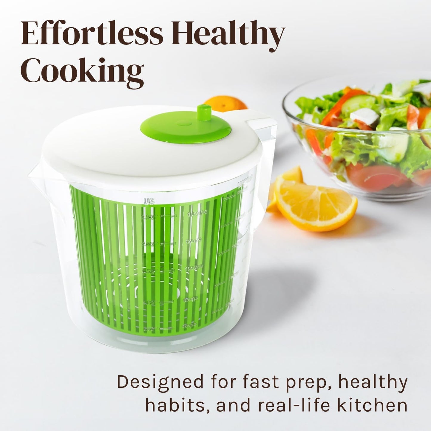 Mini Salad Spinner and Dryer With Measuring Cup Bowl, Best Rated Lettuce Spinners Single Serve, Collander with Spinner