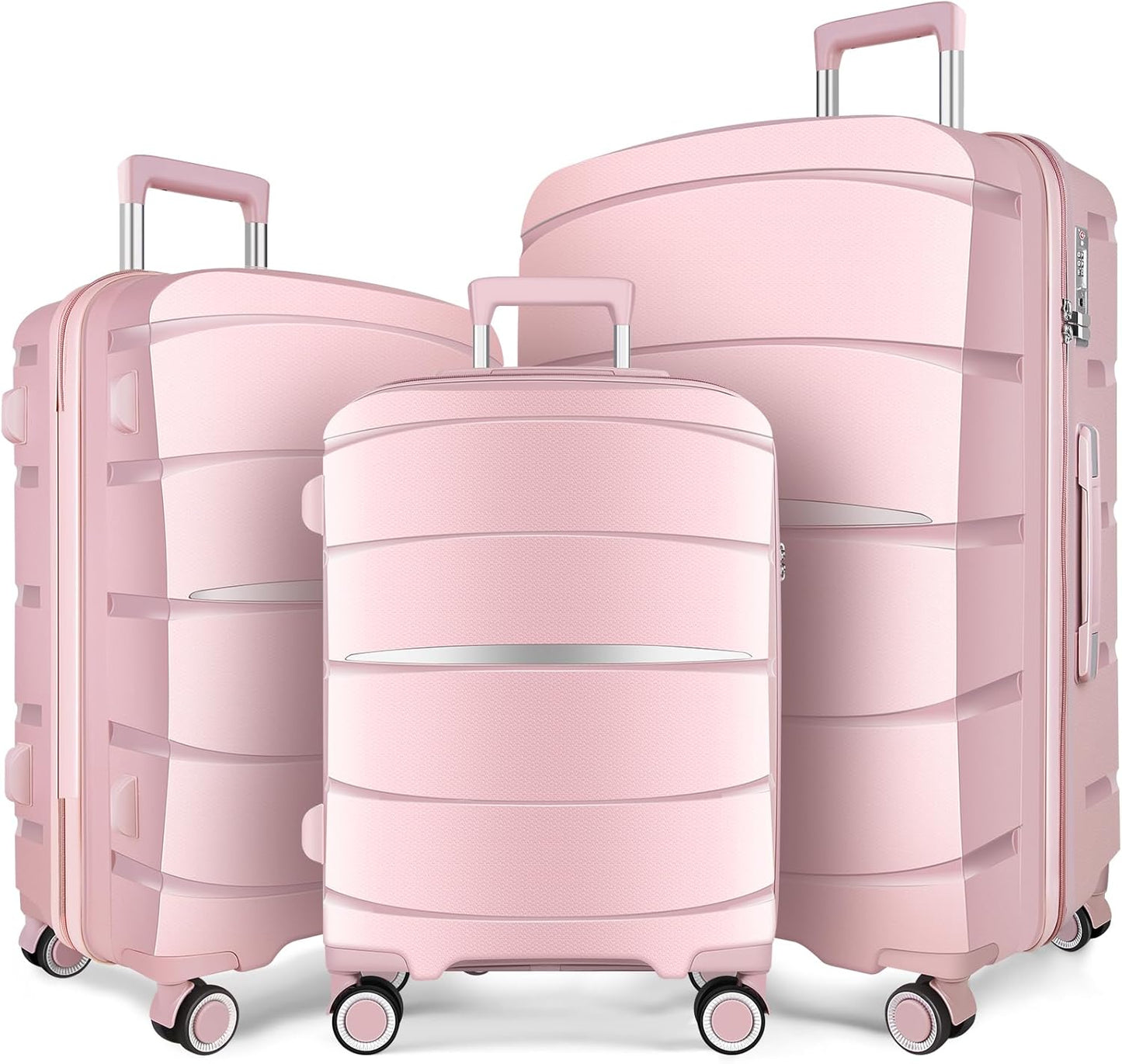 Luggage Sets with Spinner Wheels (20/24/28 Inch), PP+ABS Suitcase Sets