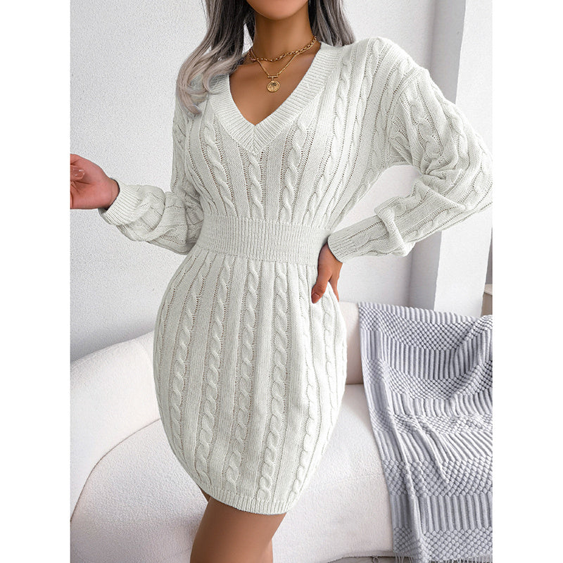 Women’s V-Neck Bodycon Sweater Dress