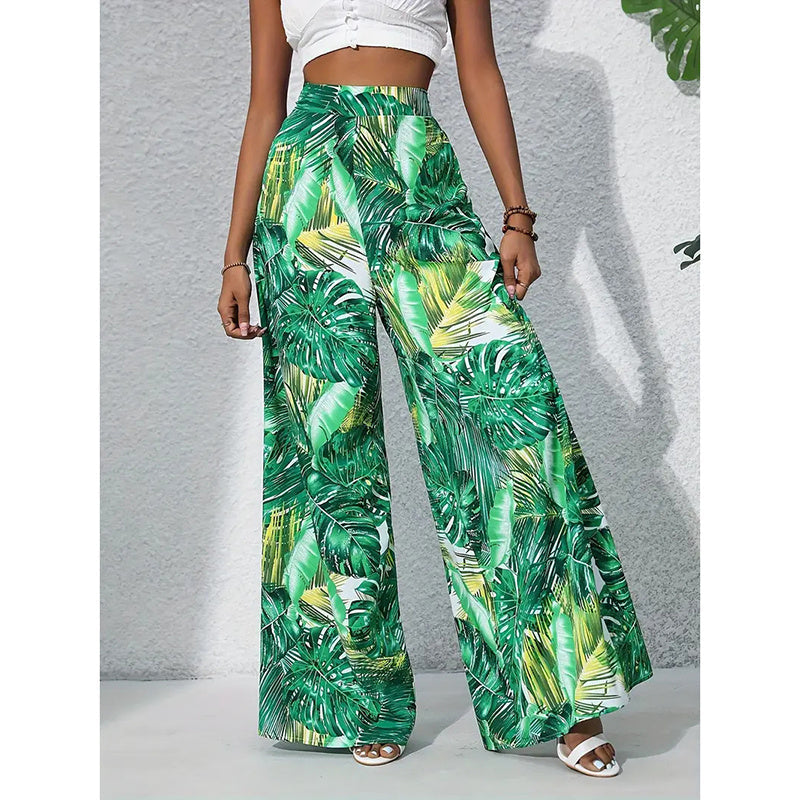 Women’s Printed High‑Waist Wide‑Leg Palazzo Pants