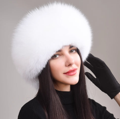 🧢 Women’s Winter Genuine Leather Ethnic Style Ear Protection Hat