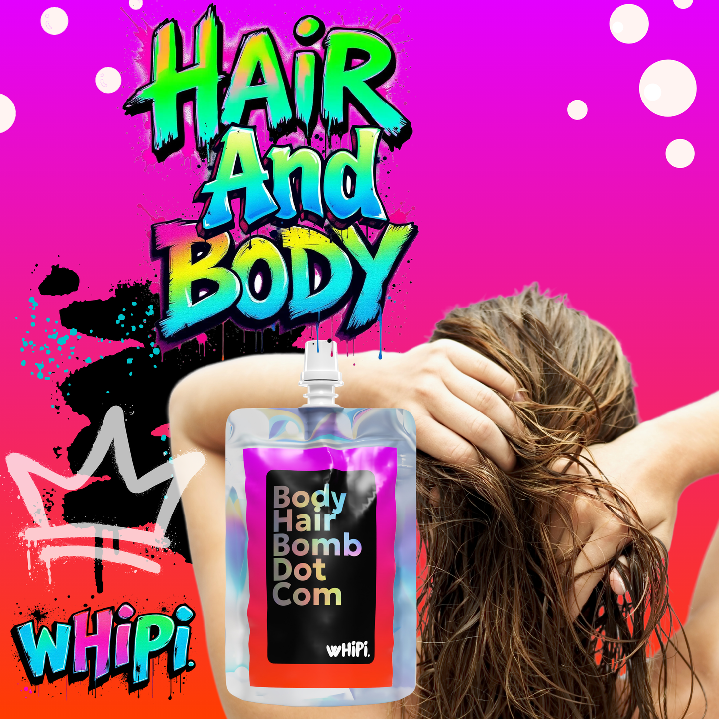 Body Hair Bomb Dot Com- Everything Cream for hair and body care, multitasking nourishing whipped cream with plant-based ingredients