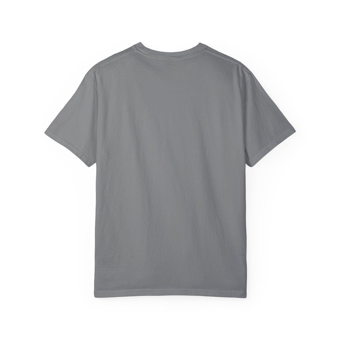 Back view of Everybody at the Bar Gettin Tipsy Unisex Garment-Dyed T-Shirt in gray color