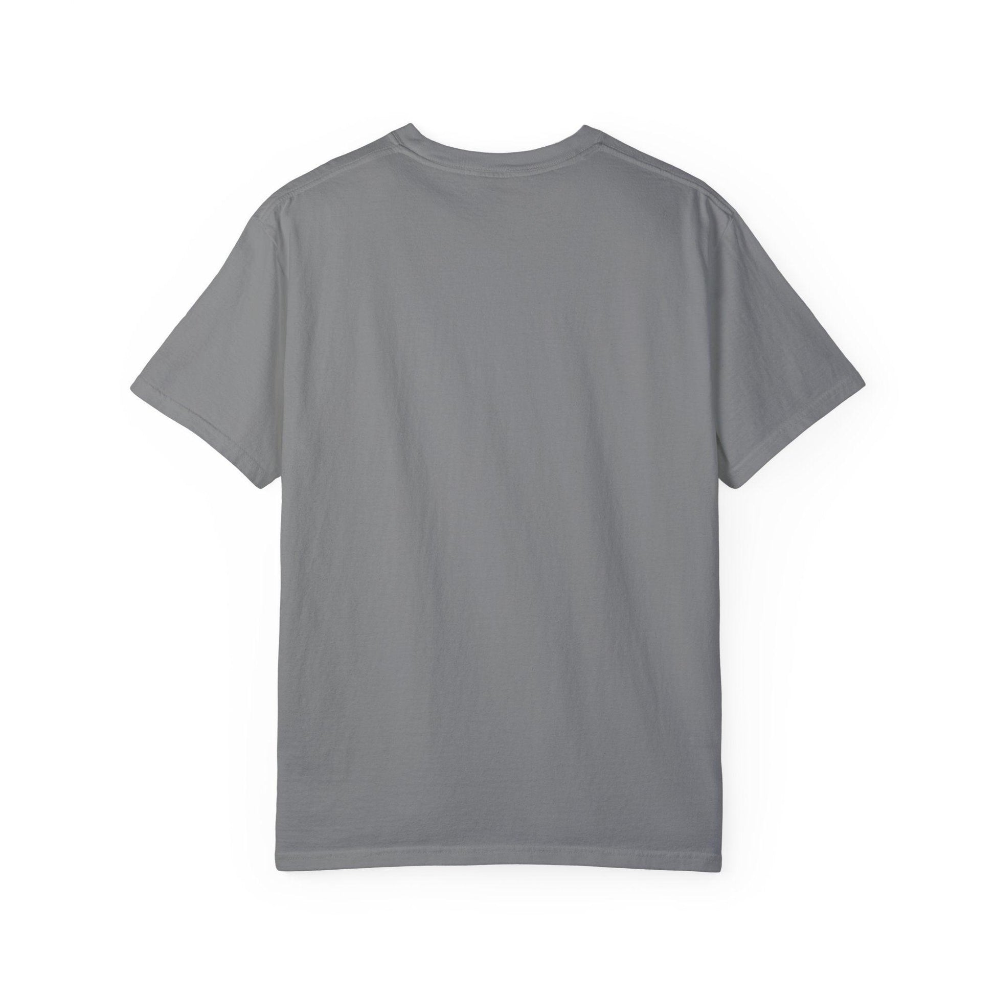 Back view of Everybody at the Bar Gettin Tipsy Unisex Garment-Dyed T-Shirt in gray color