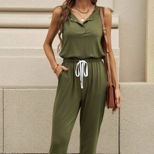 Women’s Off‑Shoulder Button Top & Pocket Pants Set