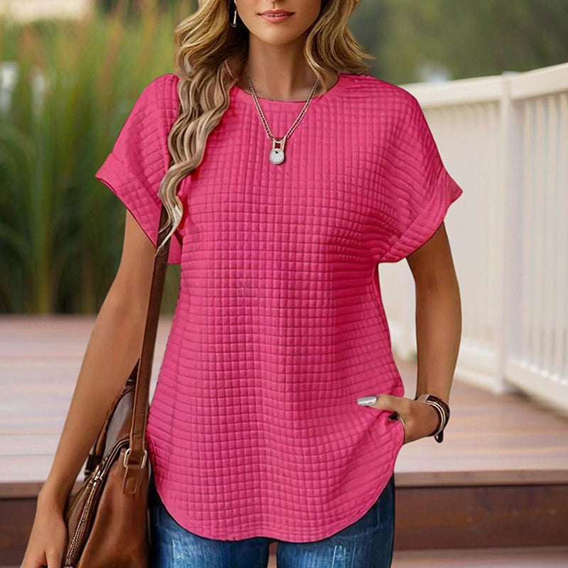 Women’s Textured Cuff Short‑Sleeve Tee