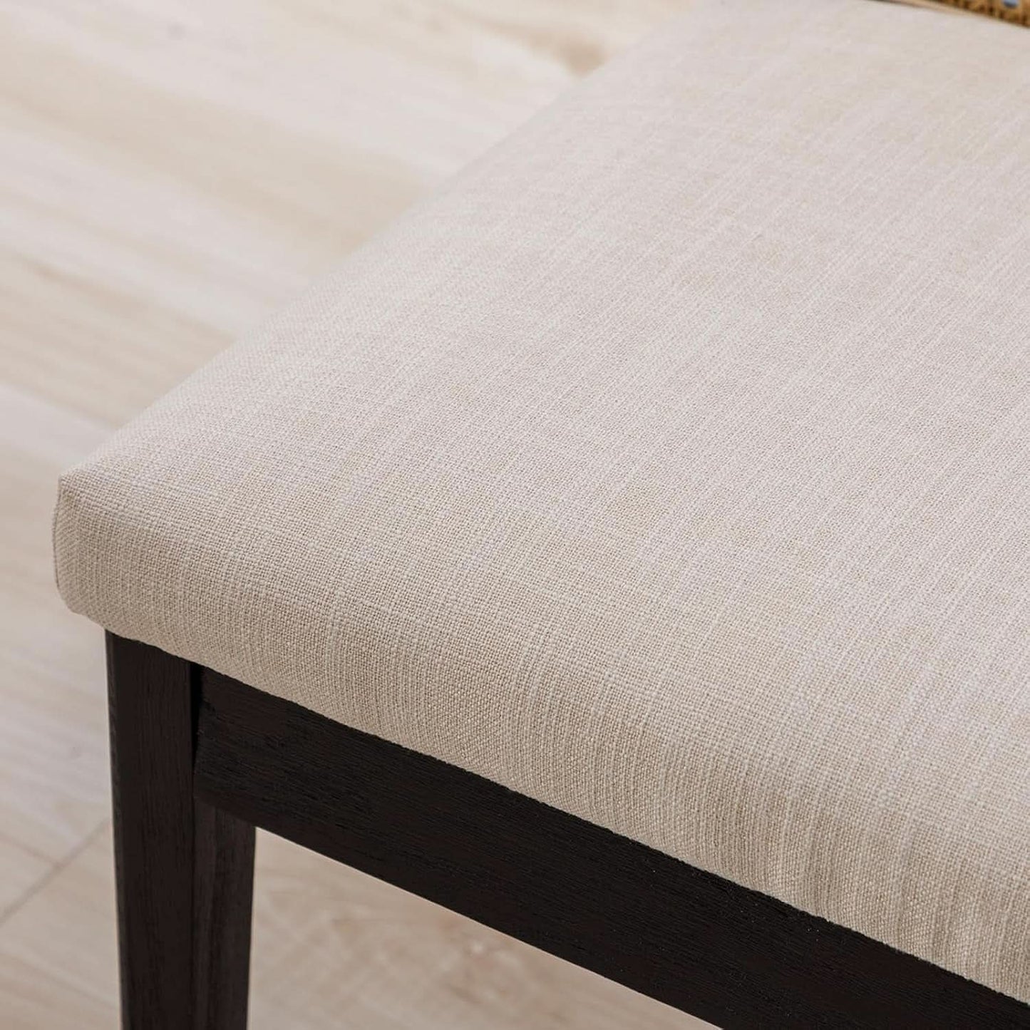Rattan Dining Chairs Set Of Six Two Tone Black Cream Finish