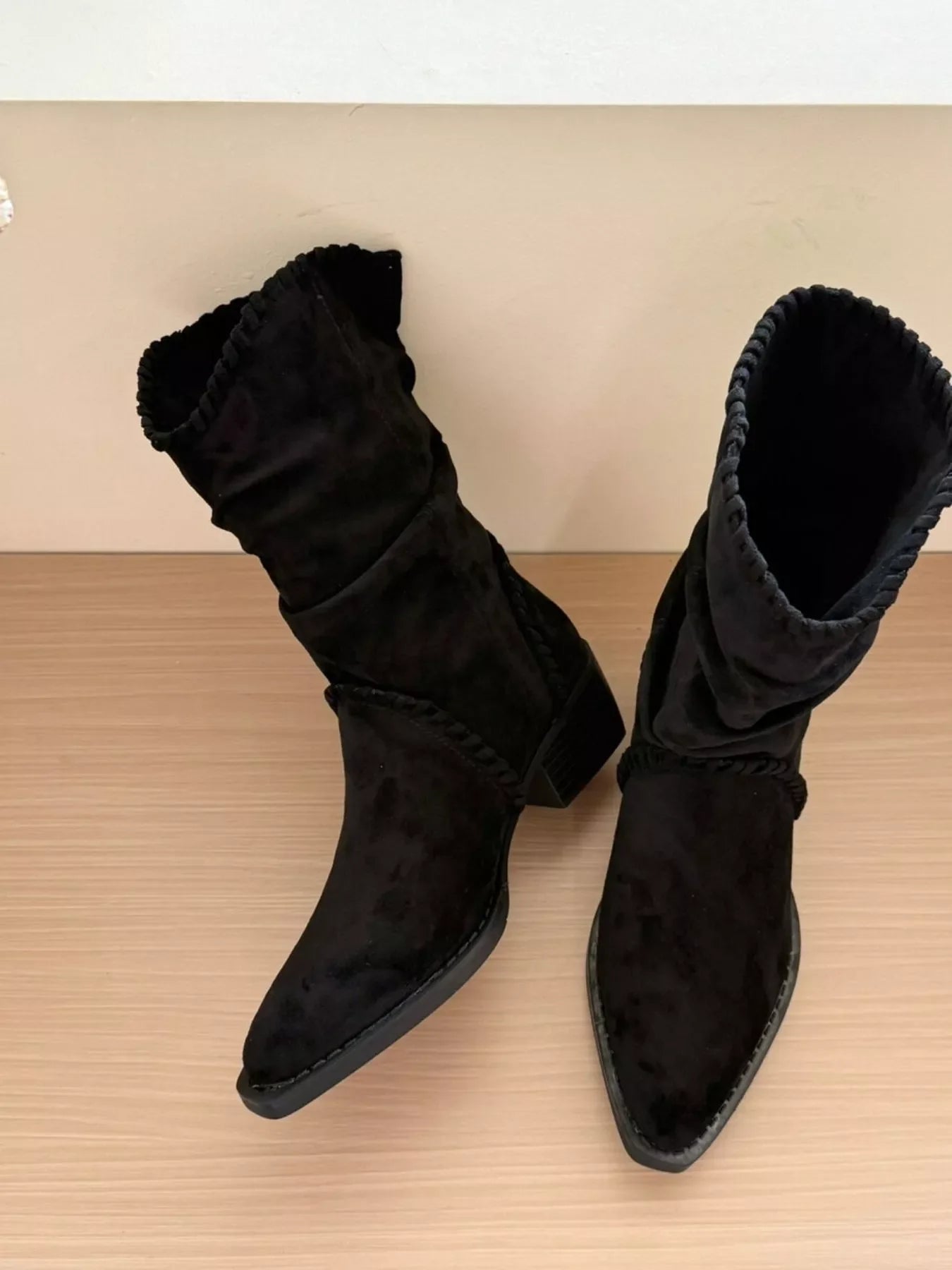 Point Toe Block Heels Boots