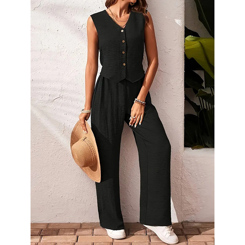 Women’s crop vest blazer wide leg pants set