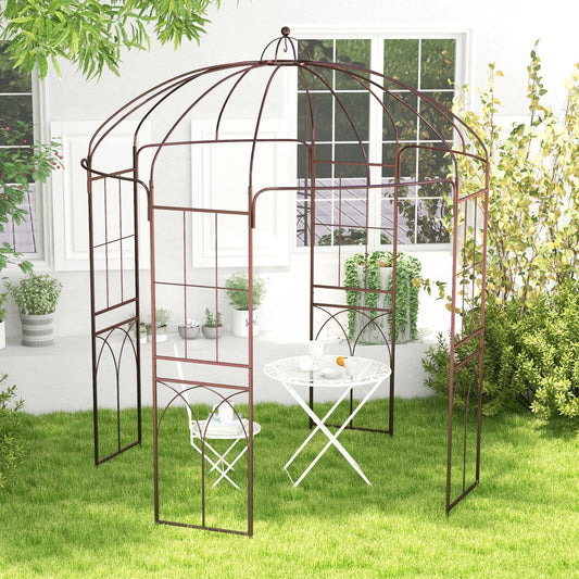 8.4 x 7 Feet Wide Birdcage Shape Garden Arbor with sturdy metal frame and anti-rust coating, ideal for climbing plants and decorative hanging.