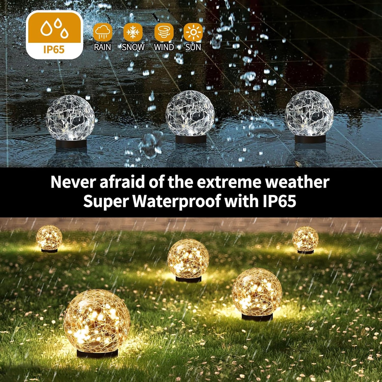 6 Pack Solar Globe Lights Outdoor Waterproof