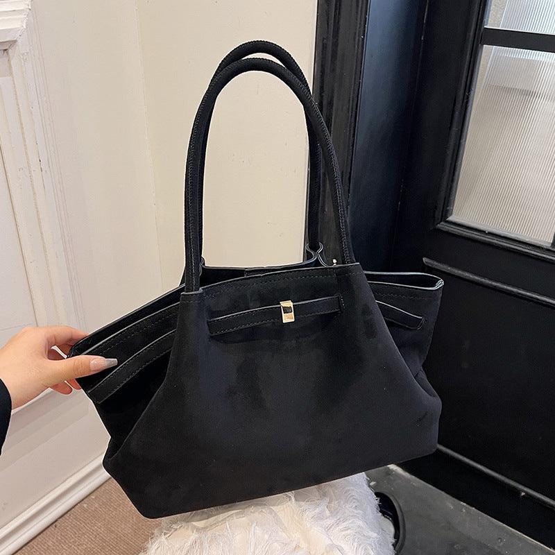 Cowgirl Suede Tote Bag – Stylish and Practical Western Handbag in black suede with gold accents, perfect for a rustic and chic look.