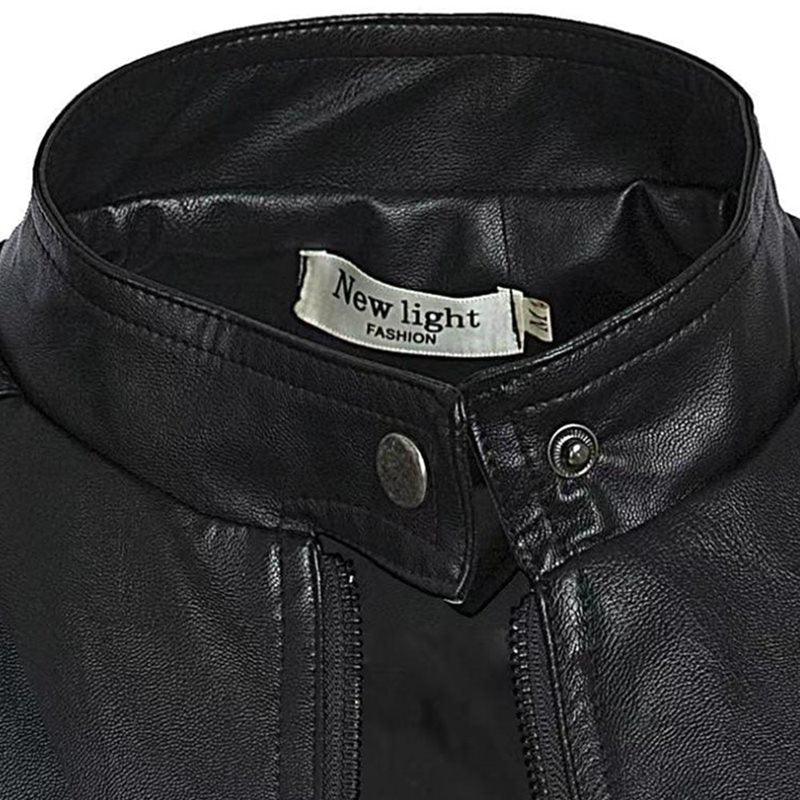 Black Leather Motorcycle Jacket | Stylish and Warm for Bikers & Nightlife, featuring sleek fitted collar detail