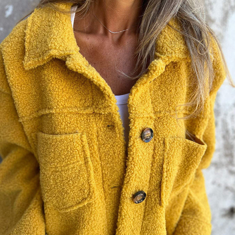 Plus Size Women’s Solid Color Sherpa Jacket