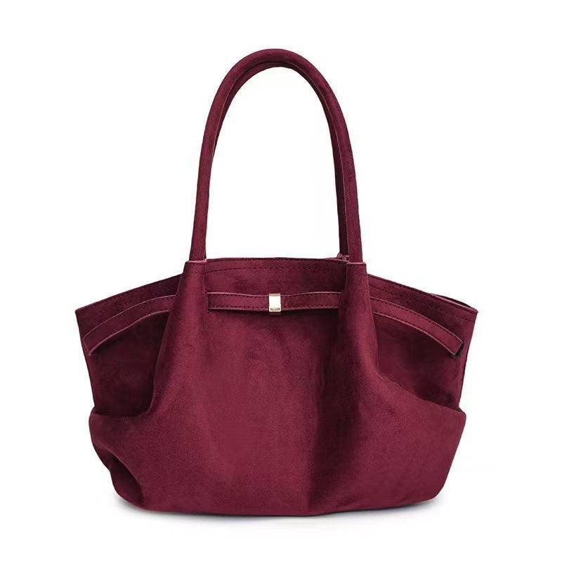 Cowgirl Suede Tote Bag – Stylish and Practical Western Handbag in maroon suede with spacious interior.