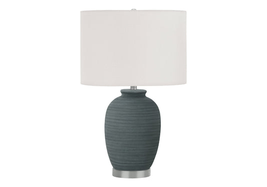 Lighting, 24'h, Table Lamp, Blue Ceramic, Ivory / Cream Shade, Contemporary
