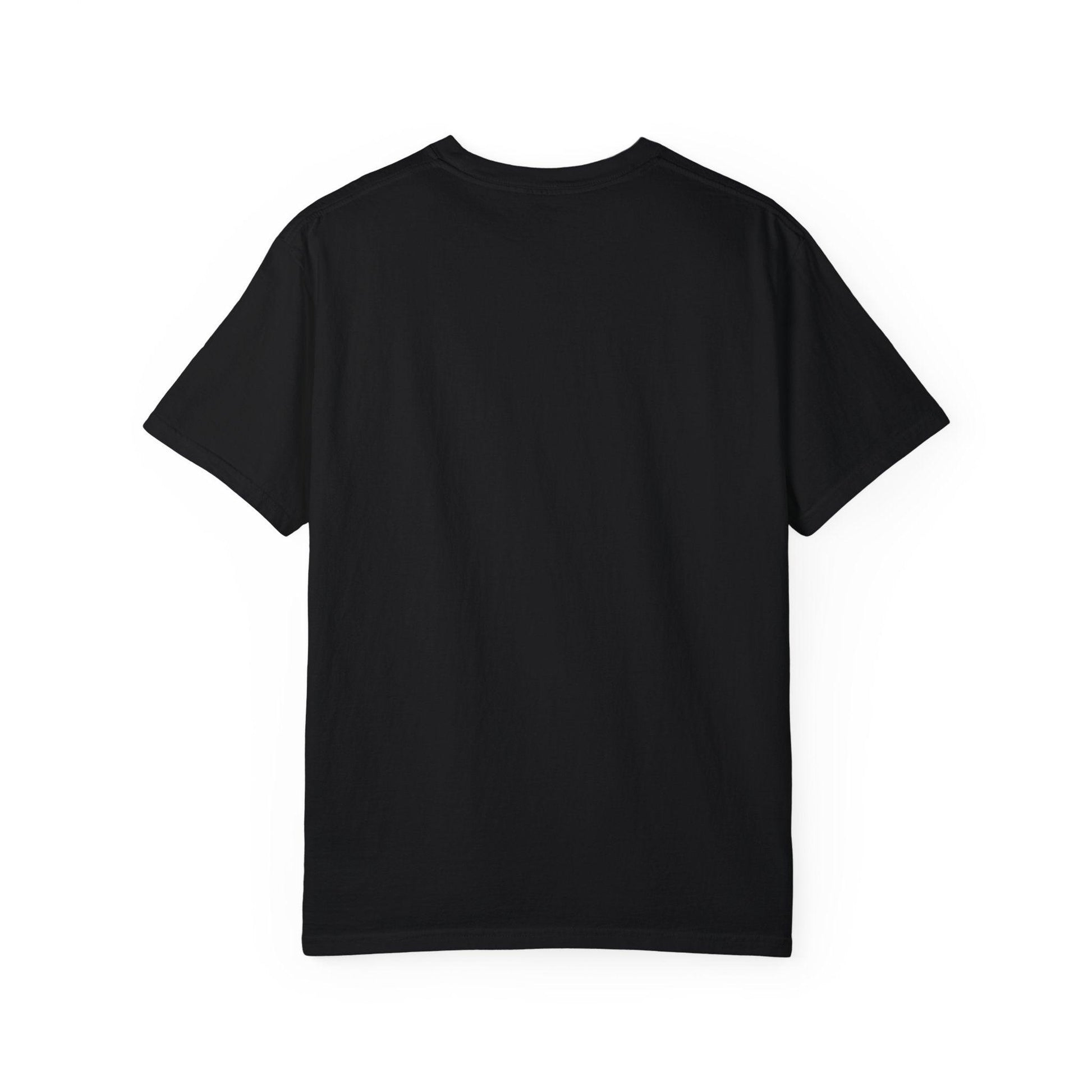 Back view of Everybody at the Bar Gettin Tipsy Unisex Garment-Dyed T-Shirt in black