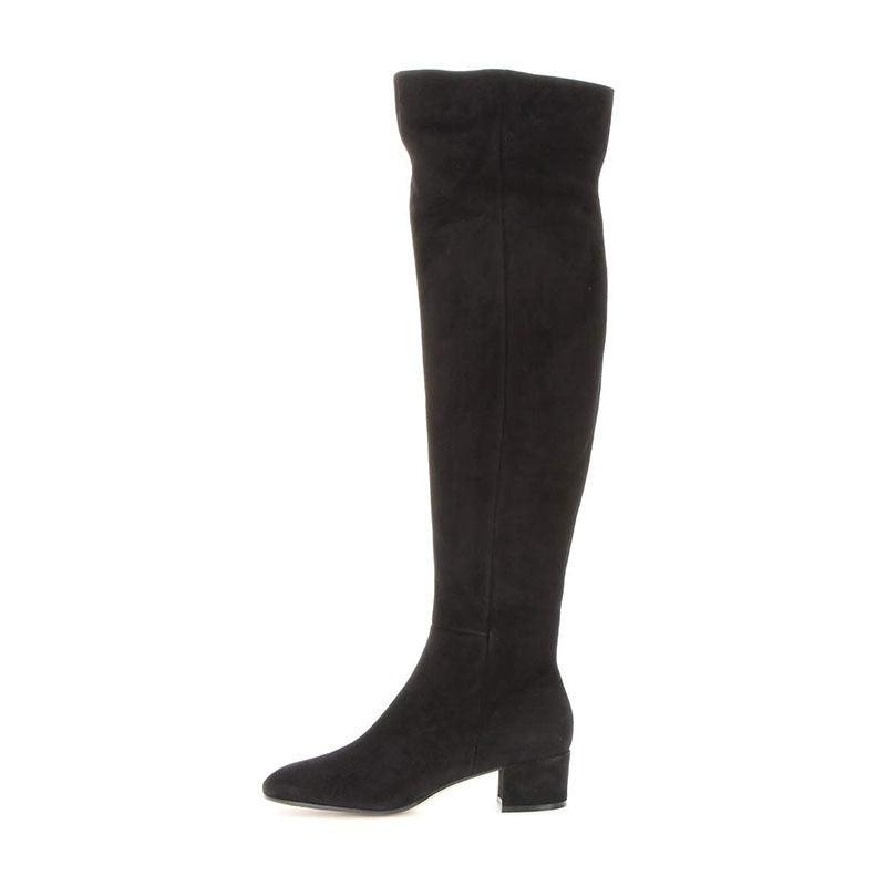 Desert Rose Suede Over the Knee Boots for Cowgirl Fashion - Comfortable & Stylish in black suede with a thick heel and round toe.