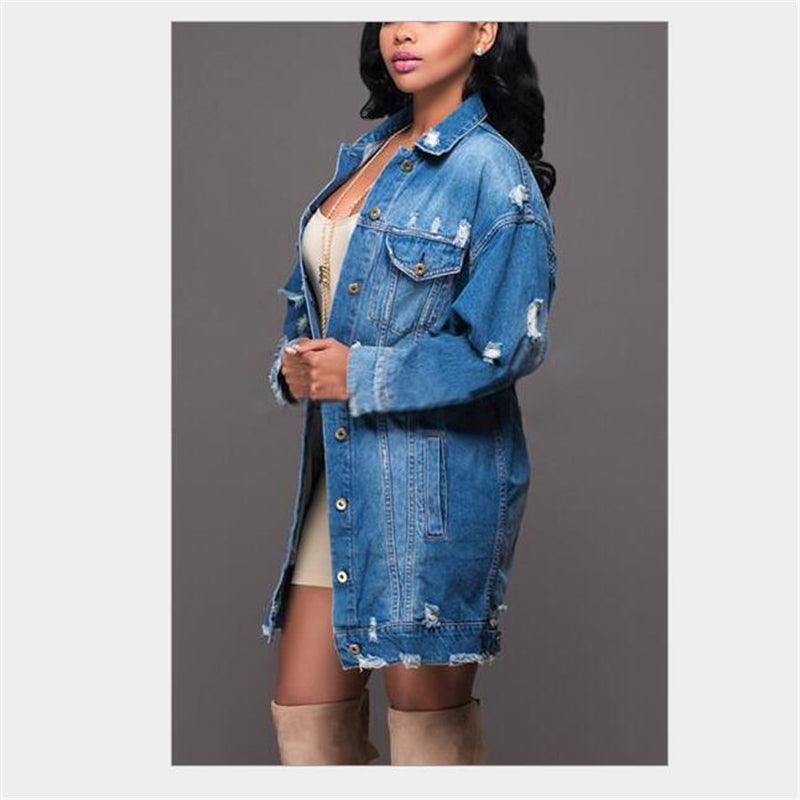 Cowgirl Chic Boyfriend Denim Jacket | Distressed & Stylish Western Outerwear featuring distressed details and long sleeves