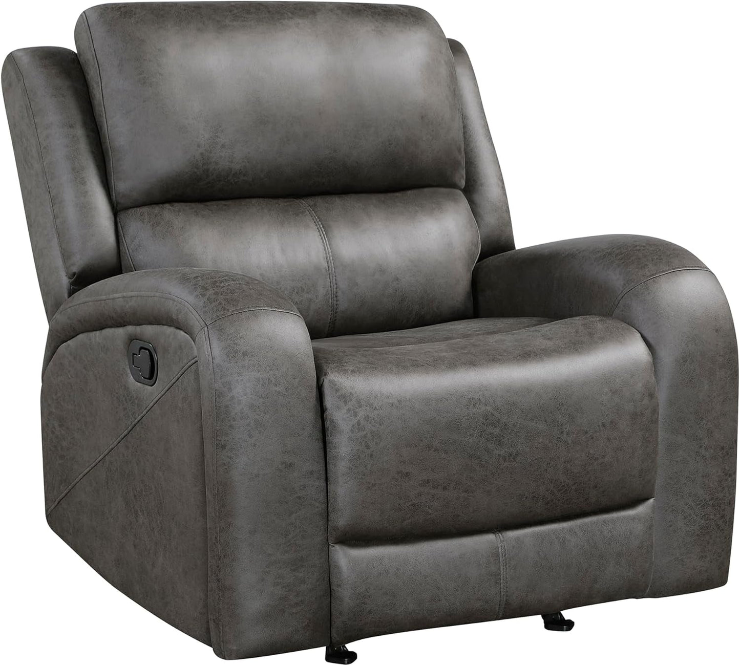 Grey Rocker Recliner Chair With Manual Recline Living Room with plush design for enhanced comfort and style.