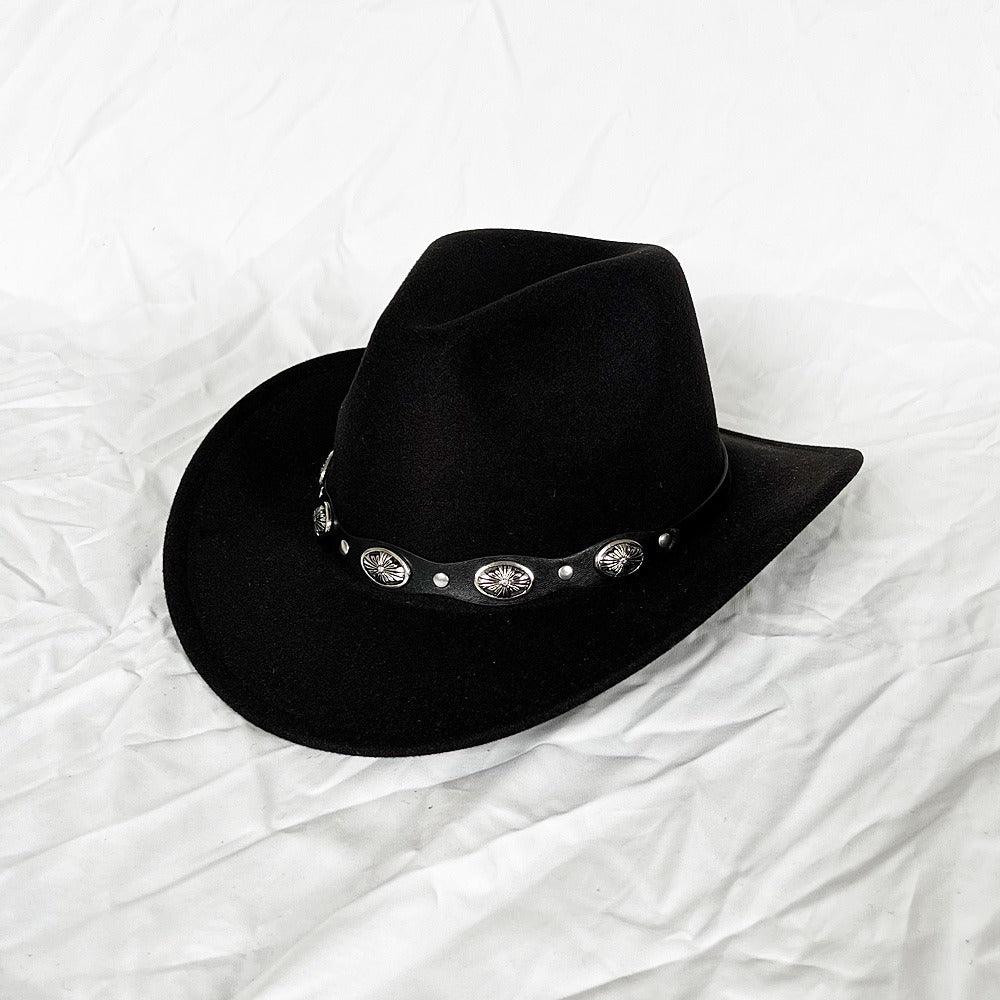 The Outlaw Western Cowboy Hat - Classic Bell Shaped Design, Durable and Stylish for All Seasons, with large brim and curling eaves.