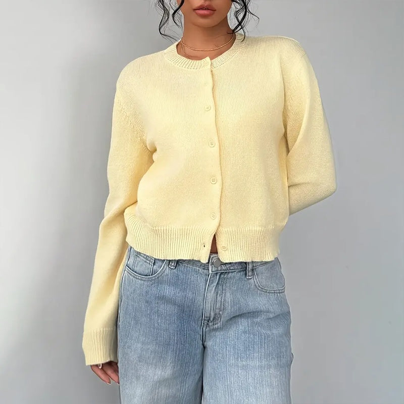 Light Ribbed Button-Up Cardigan