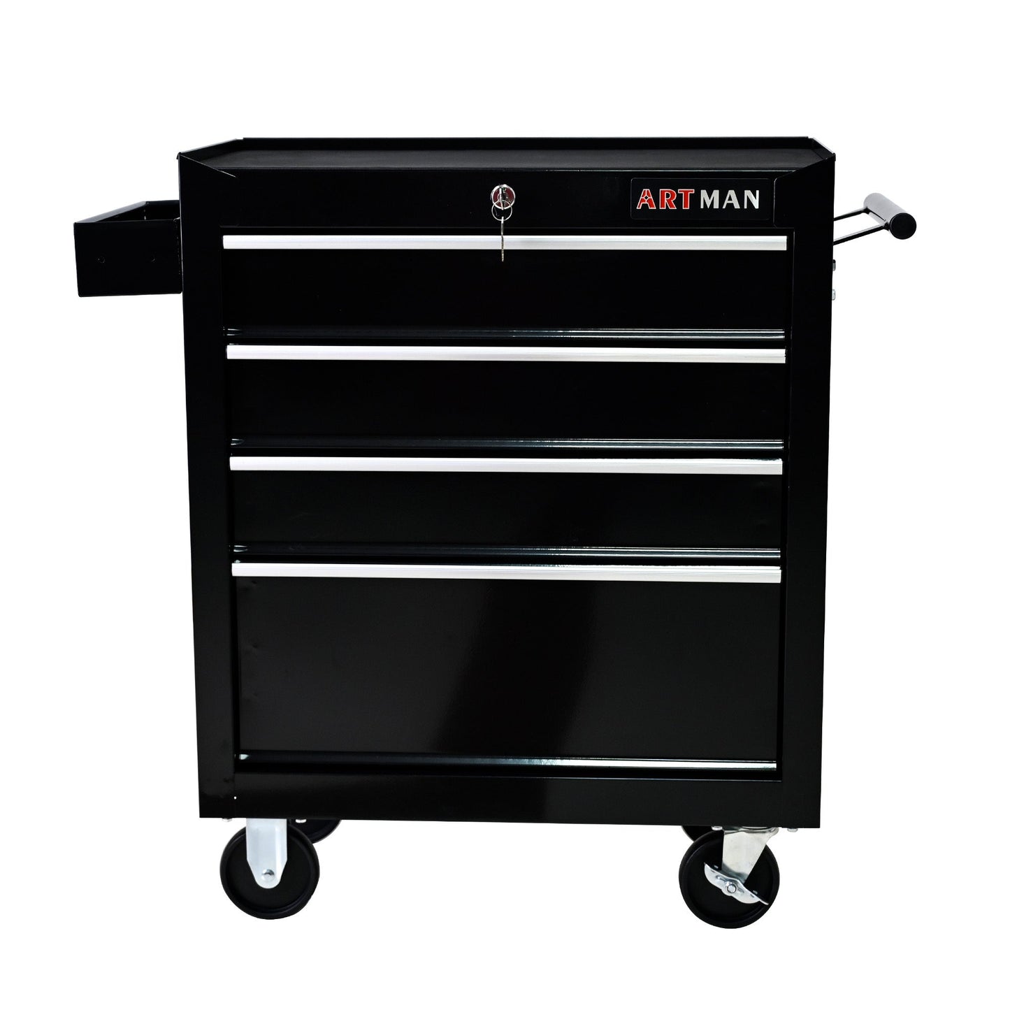Rolling Tool Chest, 4-Drawer Tool Box with Wheels, Heavy Duty Industrial Service Cart Storage Organizer with Locking System, Rolling Tool Box Organizer Tool Case for Garage, Repair Shop - Black