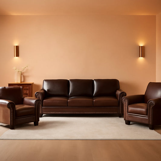 3 Piece Faux Leather Sofa Set With Storage In Burgundy Mid Century Modern Living Room, stylish and practical seating arrangement.