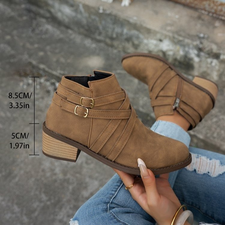 Women’s Retro High-Heel Ankle Boots – Chic Suede Single Boots