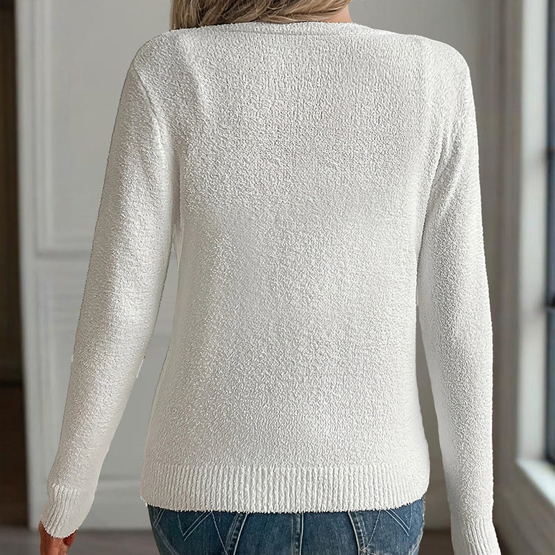 Women's V-Neck Button Front Long Sleeve Knit Cardigan