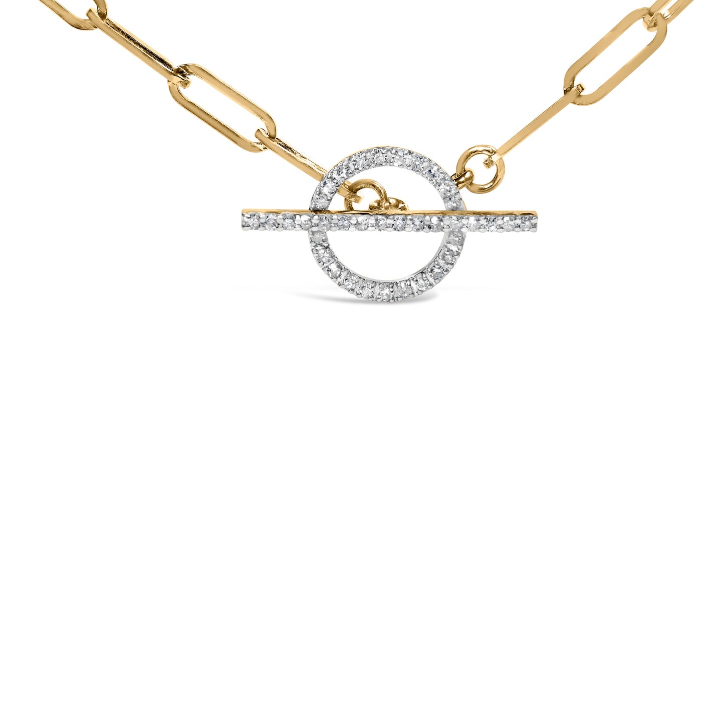 14K Gold Diamond Paperclip Link Necklace