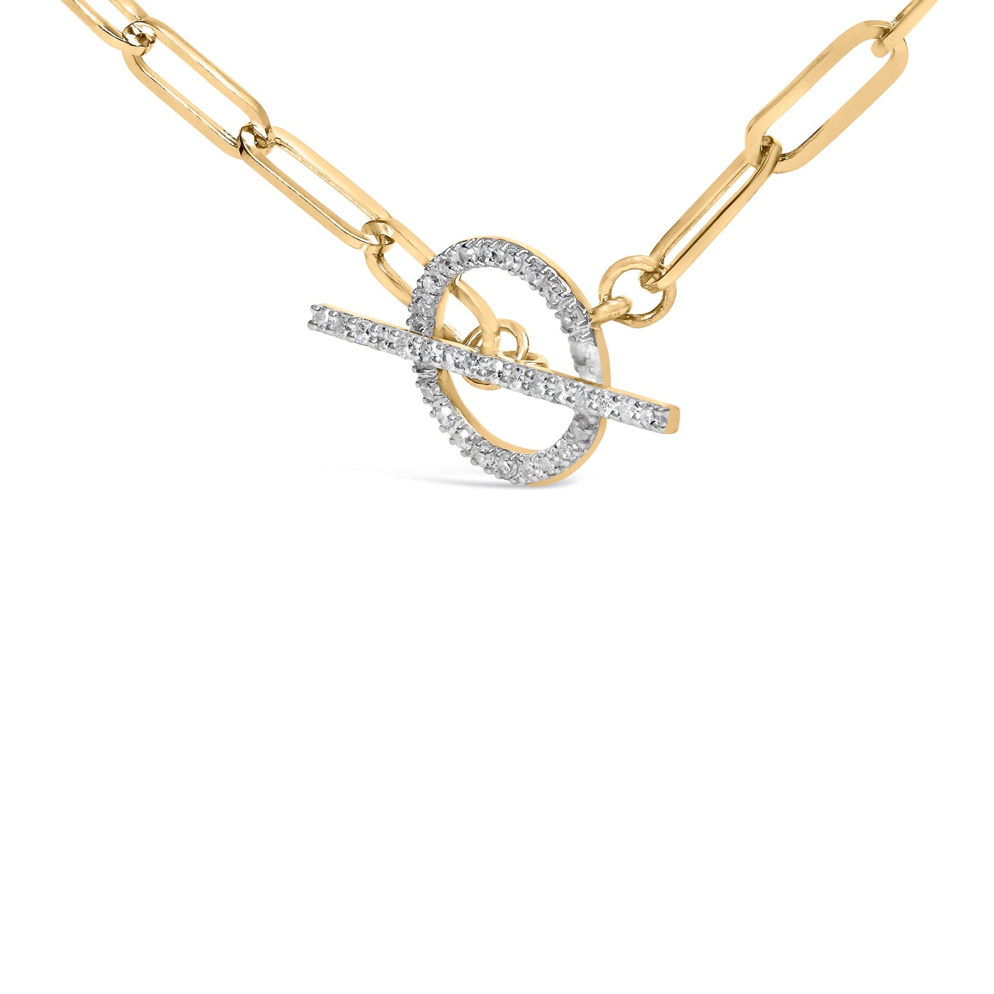 14K Gold Diamond Paperclip Link Necklace