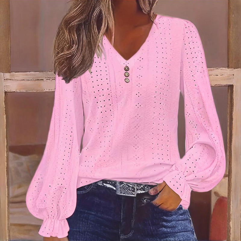 Plus Size Women's V-Neck Solid Top