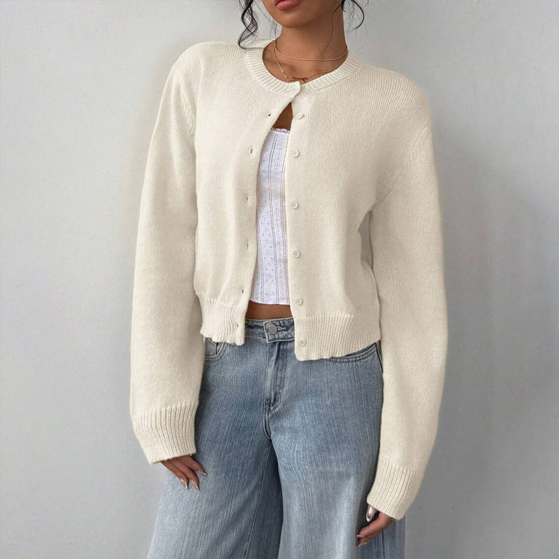 Light Ribbed Button-Up Cardigan