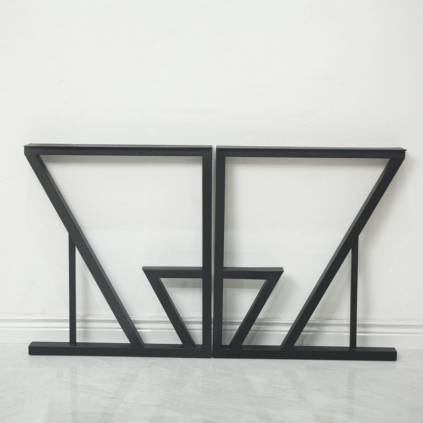 Black Iron Table Legs 28 Inches Industrial Strength with a geometric design, perfect for custom woodworking projects and sturdy support.