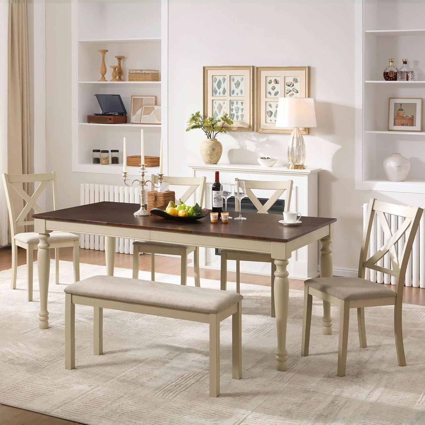 71 Inch Premium Solid Wood Dining Table Walnut Finish