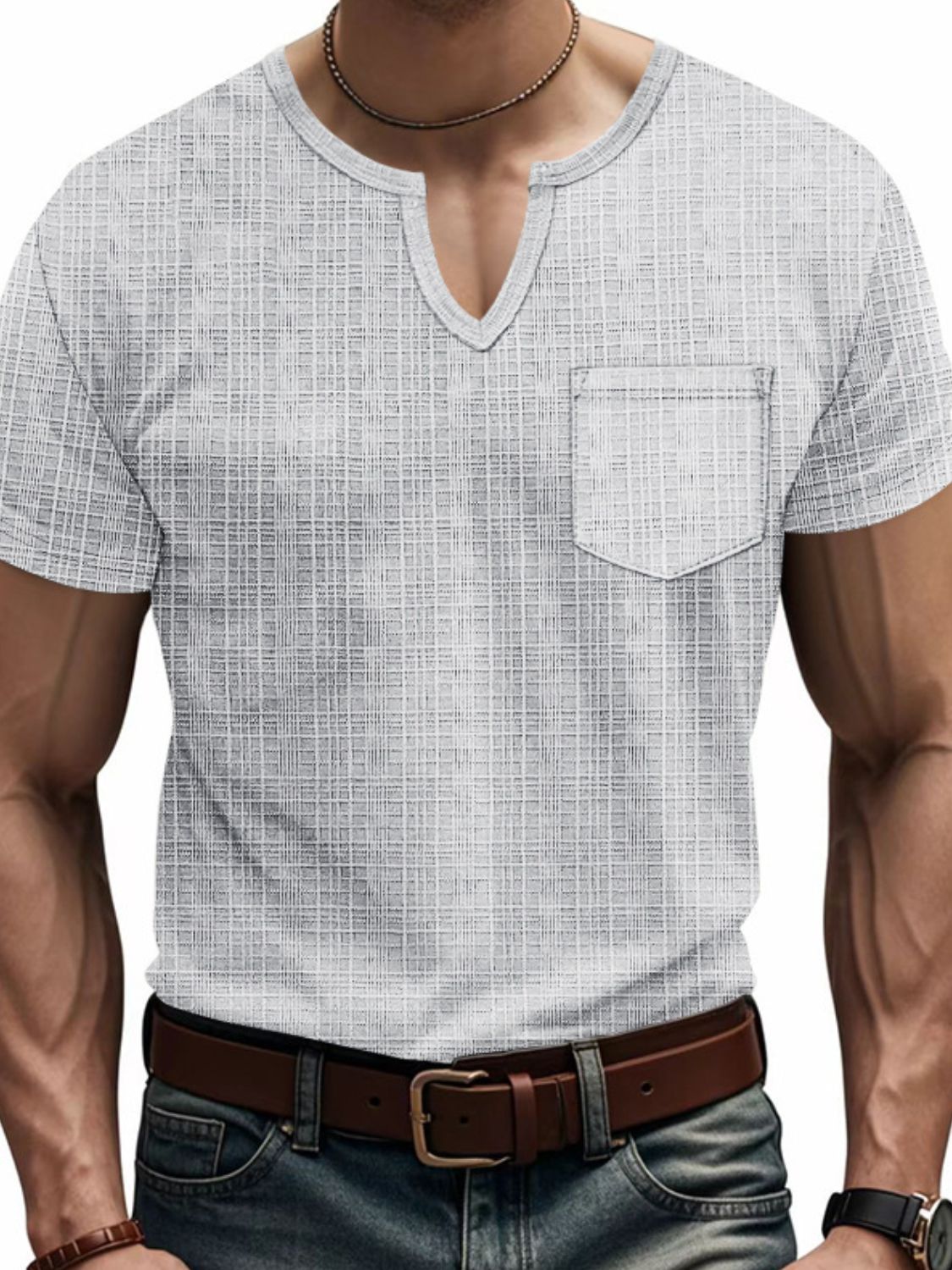 Notched Short Sleeve T-Shirt