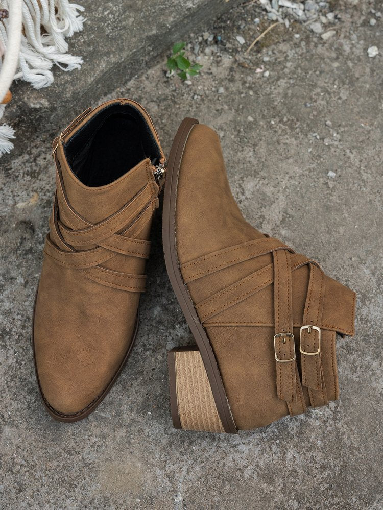 Women’s Retro High-Heel Ankle Boots – Chic Suede Single Boots