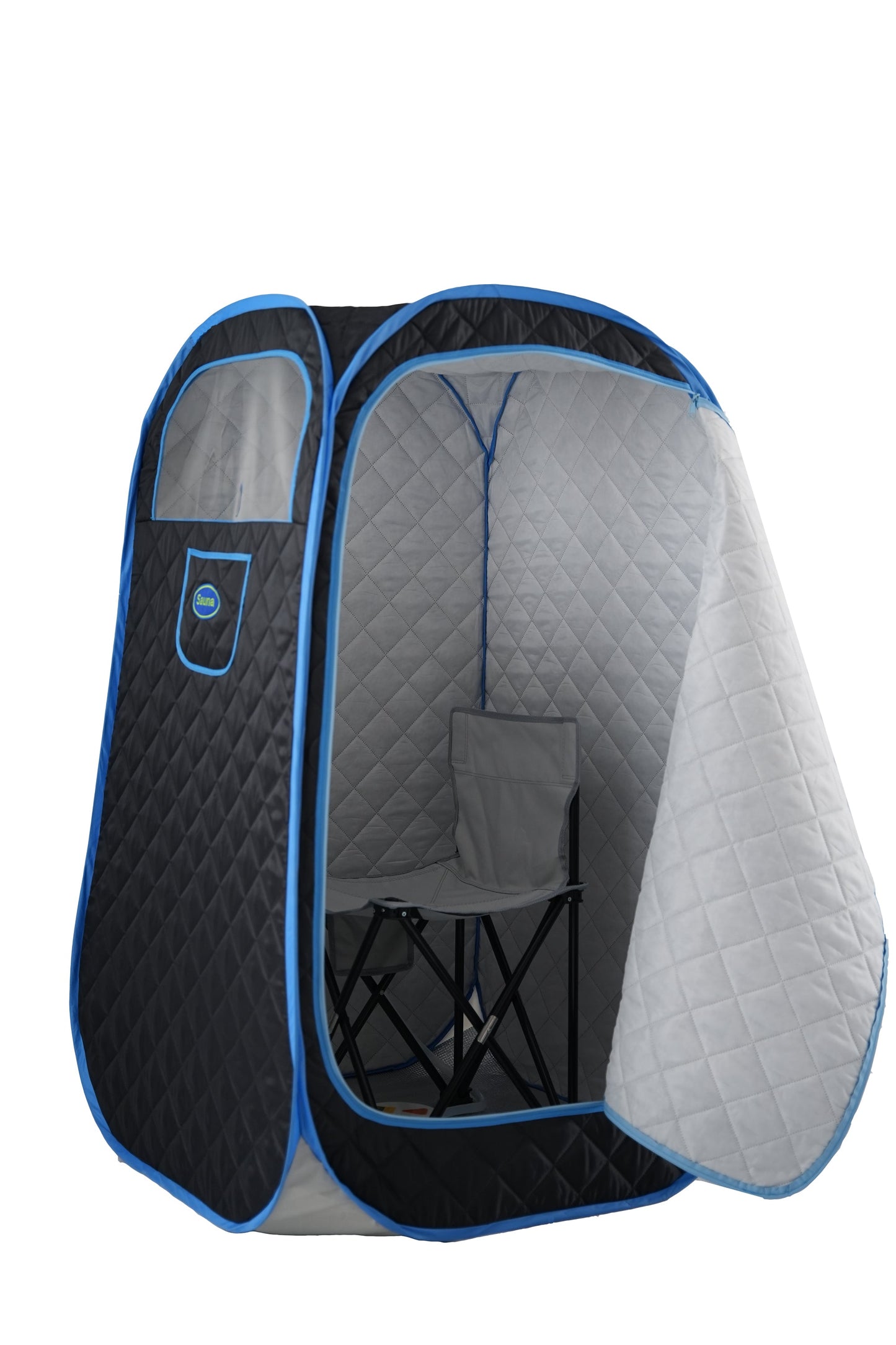 Portable Folding Full size Steam Sauna with 1000W&2.2L steam Generator. Personal Sauna Tent for Relaxation & Spa at home. Fast heating. Folding Steel Rim, it's easy to install, with FCC certification.