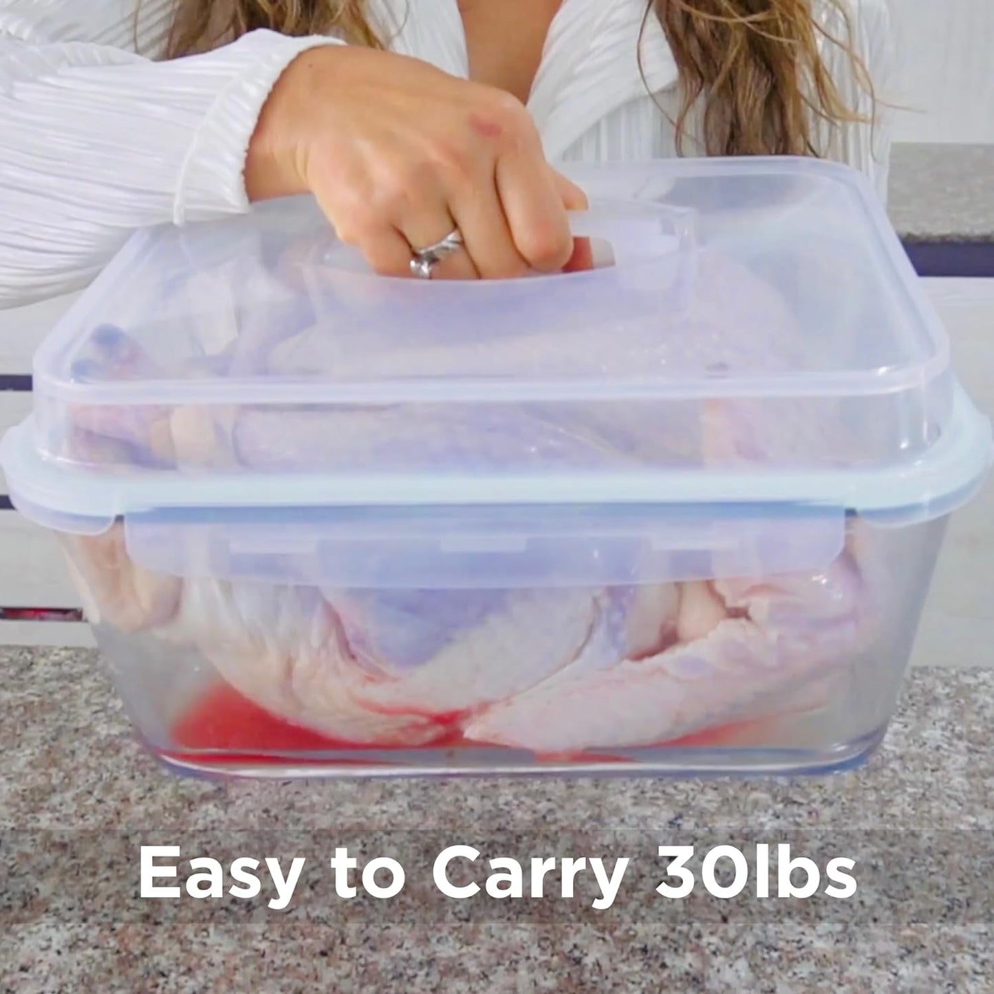 6500 ML / 220 Oz / 28 Cup LARGE Glass Food Storage Container with Airtight Locking Lid, perfect for storing or baking up to 30lbs of food.