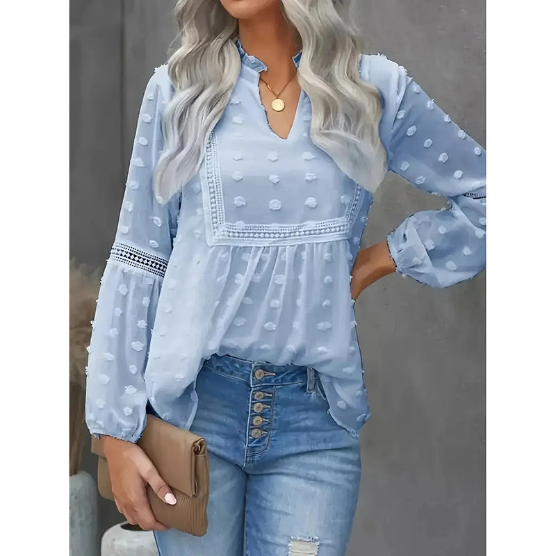 Women’s Long‑Sleeve V‑Neck Business Casual Blouse