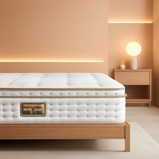 Queen Firm Hybrid Mattress Featuring Lumbar Support in modern bedroom setting